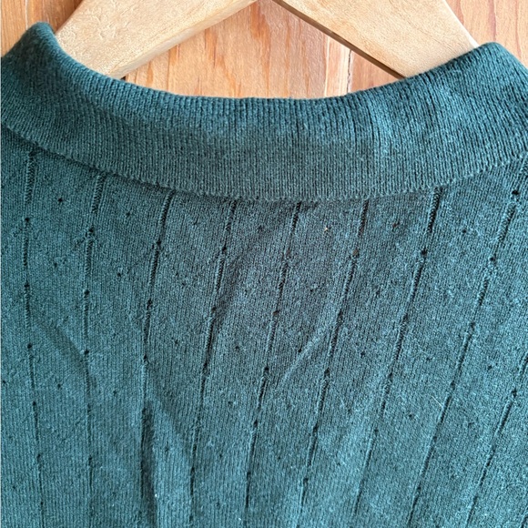 Madewell Forest Green Cotton Knit Top | Minimal Elevated Basic | Size Medium - Picture 4 of 6